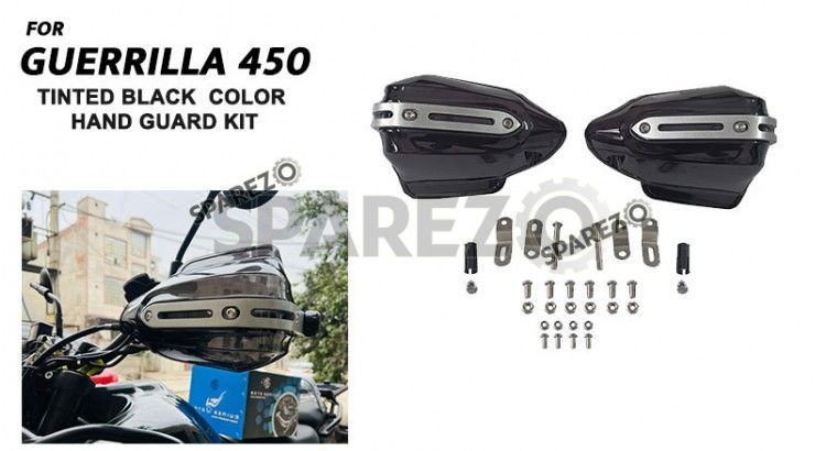 Fit For Royal Enfield Guerrilla 450 Tinted Black Color Hand Guard Kit - SPAREZO